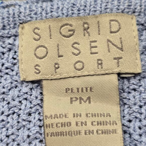 Sigrid Olsen Sport Bluish Purple Linen Button Up Cardigan Long Sleeve Sweater - Picture 4 of 7